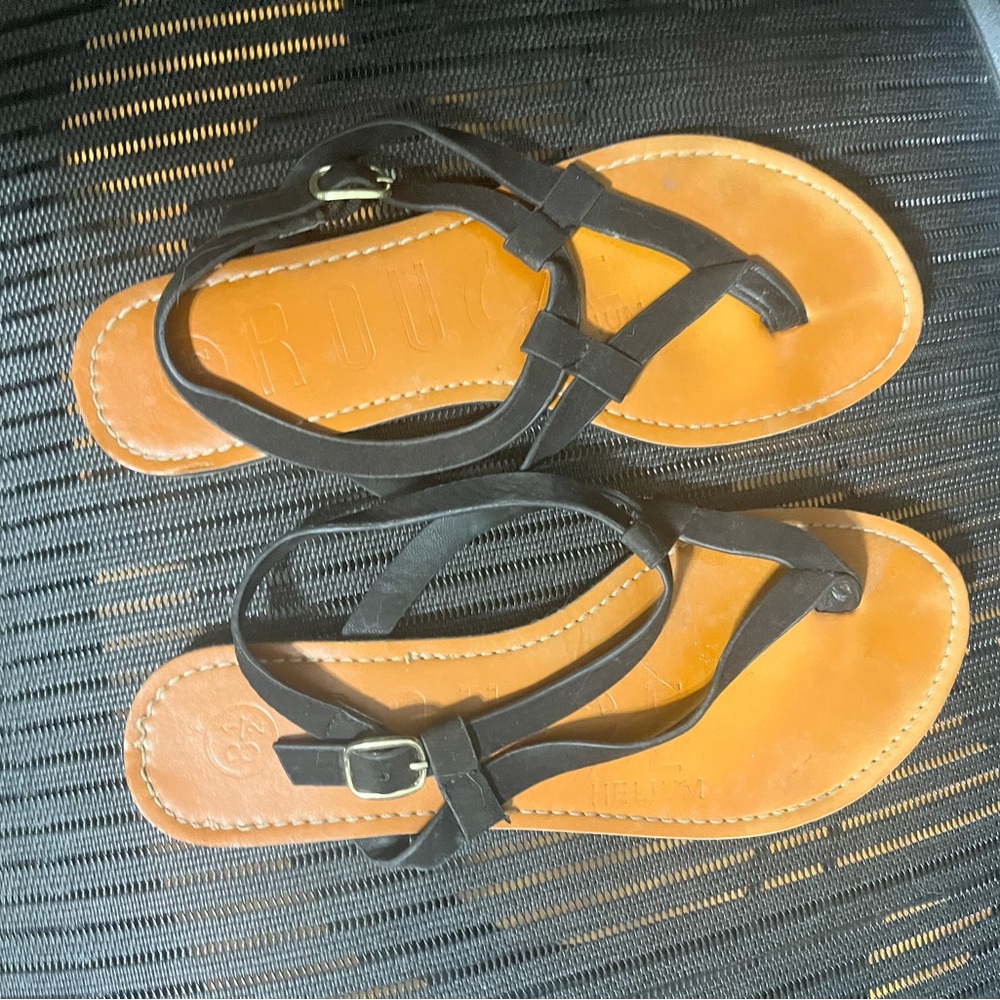 Rogue size 8 1/2 half black buckle up sandals